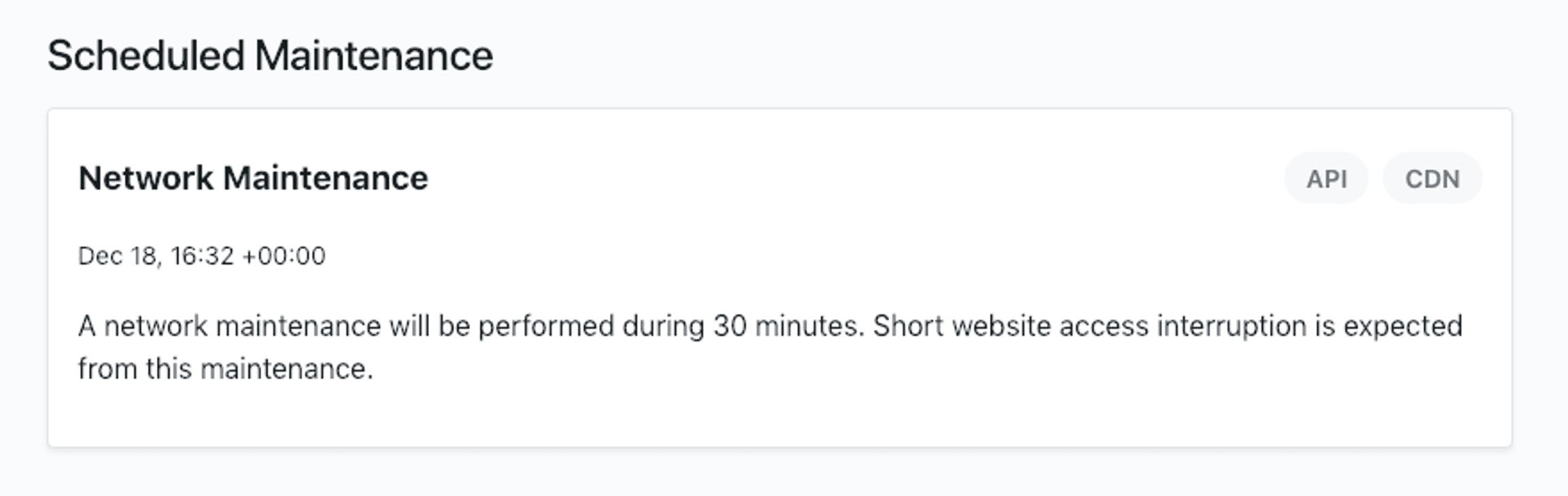 Statusfy - Scheduled Maintenance